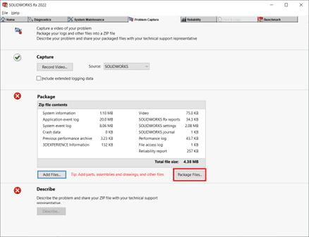 package files button