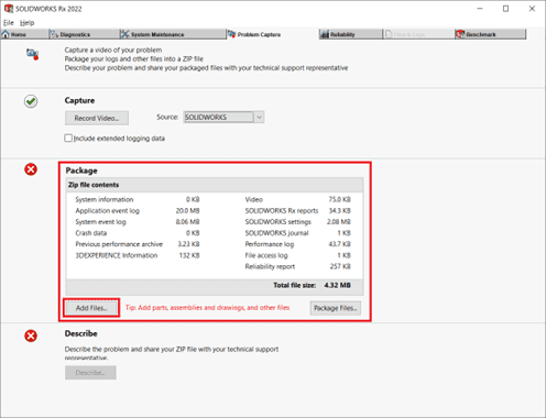 solidworks rx package section